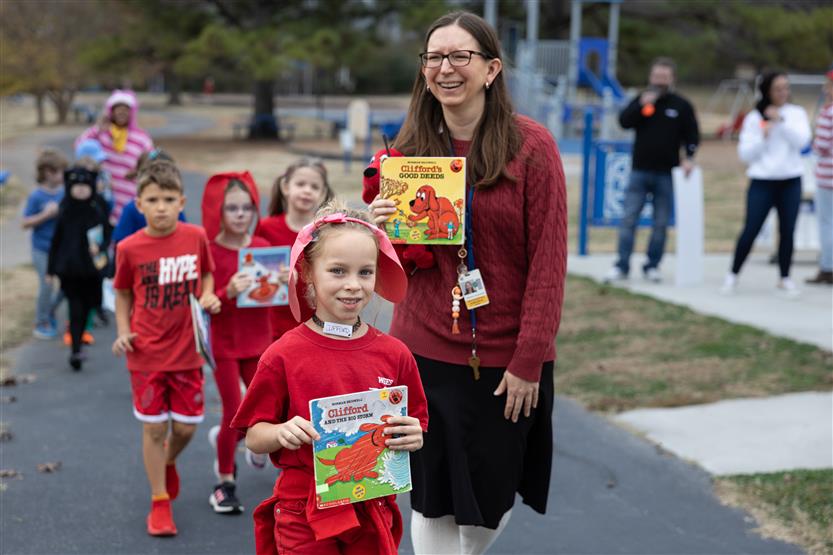 Students at Walnut Grove Elementary participate in a Book Character Parade